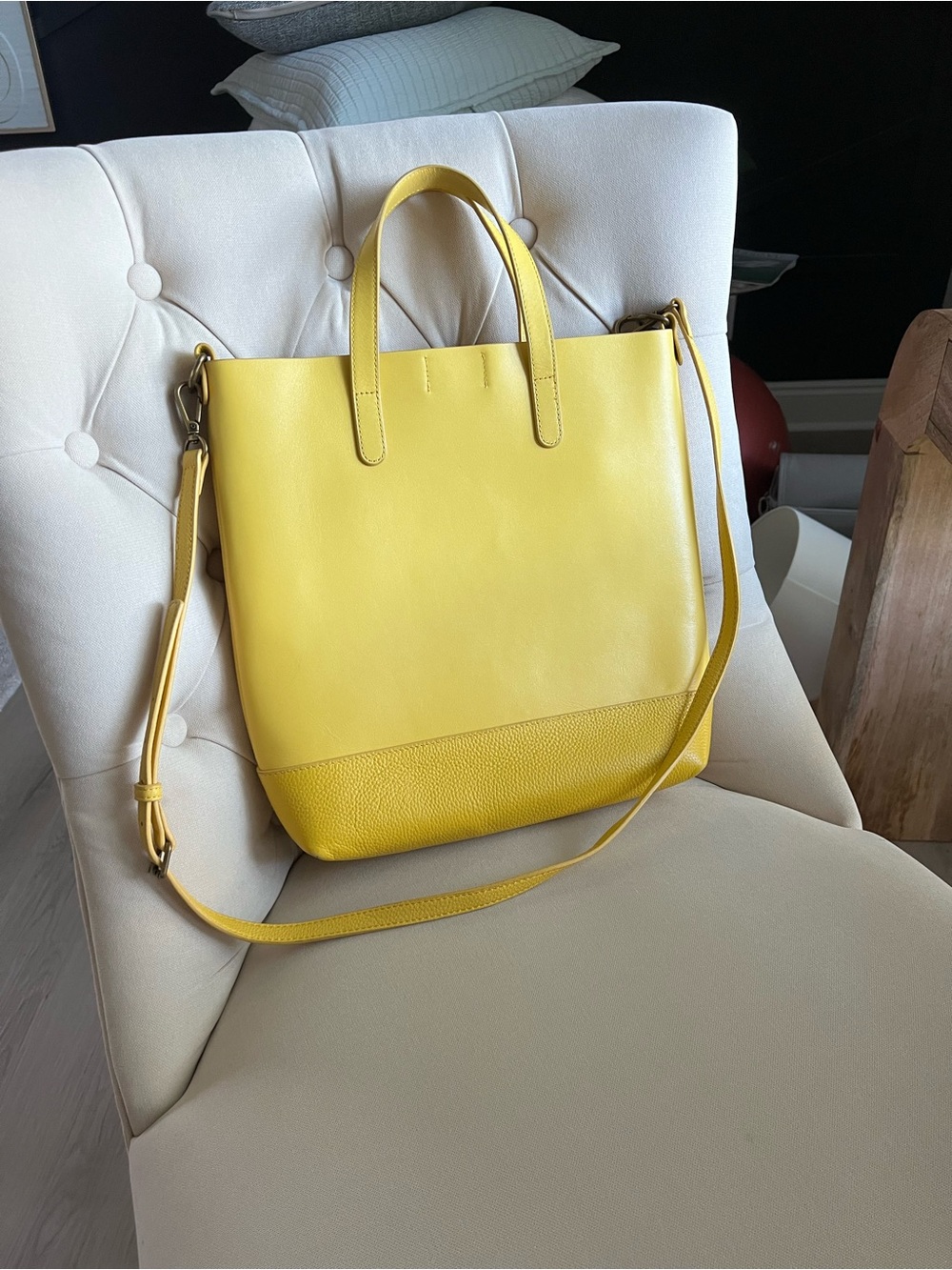 Melrose & Market - Nordstom Yellow Leather Tote Bag with Removable Strap